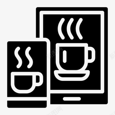 咖啡应用程序食品和餐厅智能手机图标图标