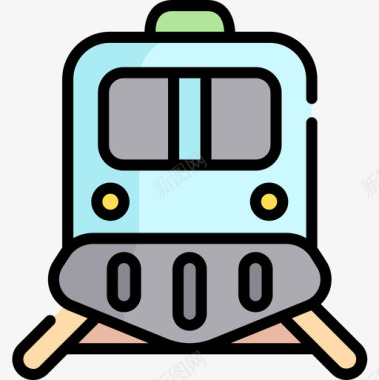 火车车辆和运输3线颜色图标图标