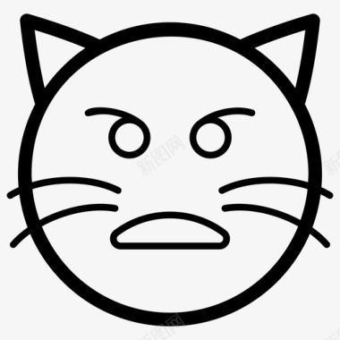 困惑的猫脸表情符号情感图标图标