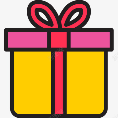 礼品盒54派对线性颜色图标图标