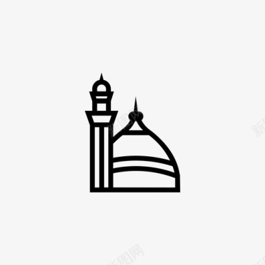 清真寺建筑祈祷图标图标