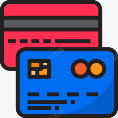 信用卡办公和商务15线性颜色图标图标