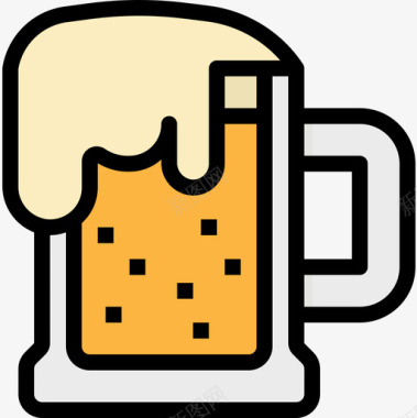 啤酒杯72号餐厅线性颜色图标图标