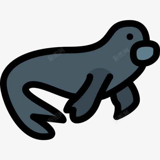 海豹动物43线形颜色图标svg_新图网 https://ixintu.com 动物43 海豹 线形颜色