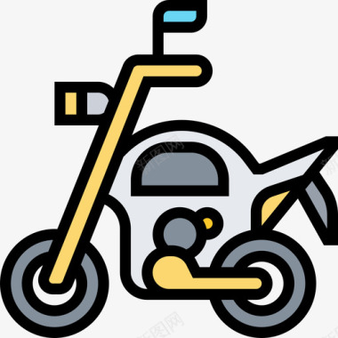 摩托车运输和车辆3线性颜色图标图标