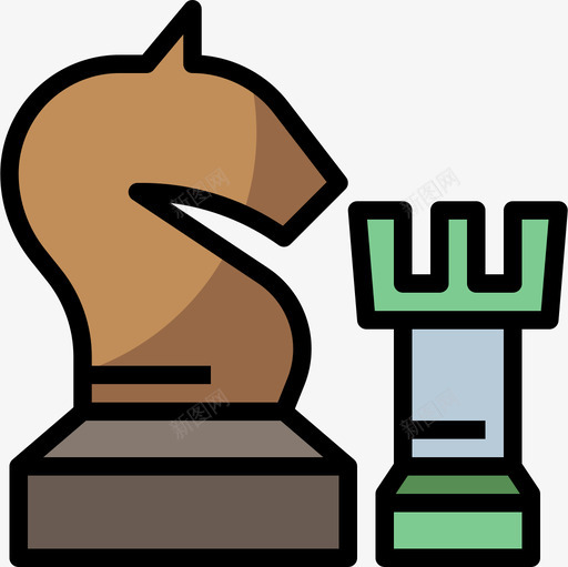 国际象棋电子游戏8线颜色图标svg_新图网 https://ixintu.com 国际象棋 电子游戏 颜色