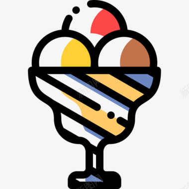 冰淇淋咖啡馆25颜色省略图标图标
