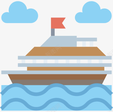 船旅行和度假9公寓图标图标