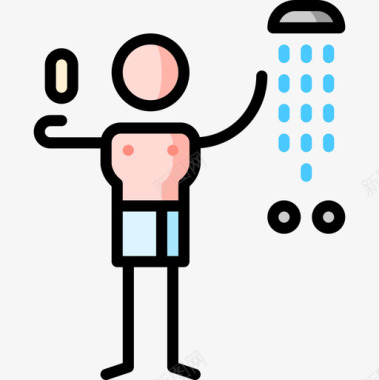 淋浴健身房14线性颜色图标图标