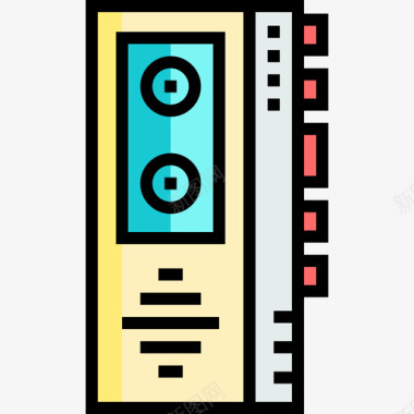录音机音频和视频19线性彩色图标图标