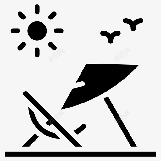 放松度假休闲图标svg_新图网 https://ixintu.com 休闲 假期 夏天 度假 放松 海滩雕纹 雨伞