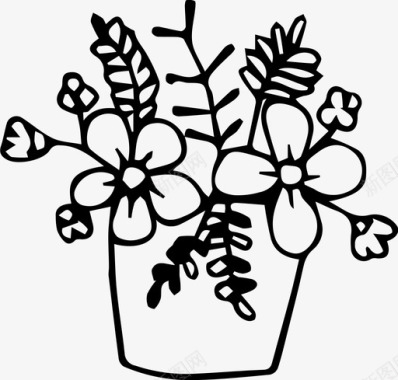 手绘花瓶花盆复活节星期日图标图标