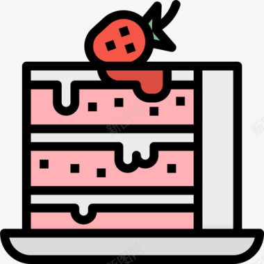 蛋糕72号餐厅线性颜色图标图标