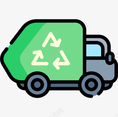 垃圾车清洁67线性颜色图标图标