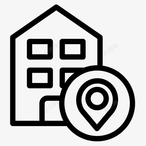 房屋地图和导航5线性图标svg_新图网 https://ixintu.com 地图 导航 房屋 线性
