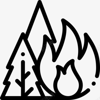 火灾污染7线性图标图标