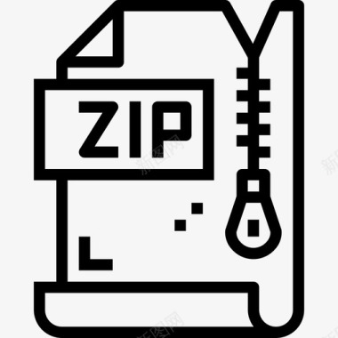 Zip文件和文档43线性图标图标