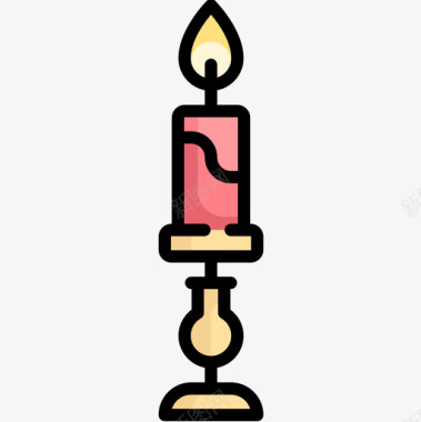 蜡烛84号餐厅线性颜色图标图标