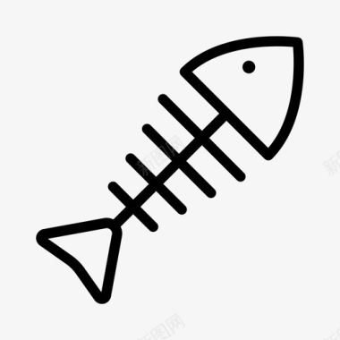 鱼骨鱼头刺图标图标