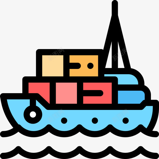 货船车辆和运输8线型颜色图标svg_新图网 https://ixintu.com 线型 货船 车辆 运输 颜色