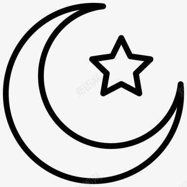 斋月伊斯兰教月亮图标图标