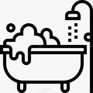 浴缸酒店和水疗中心直线式图标图标