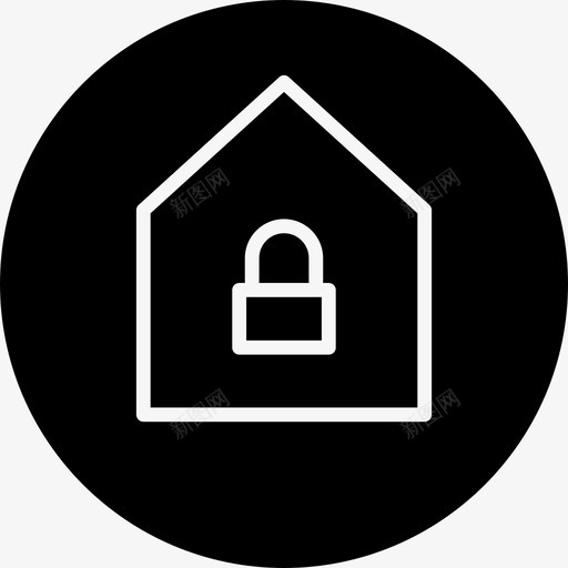 家房子锁图标svg_新图网 https://ixintu.com 安全 密码 徽章 房子
