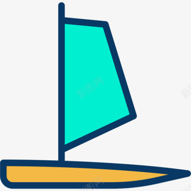 风帆运动和游戏7线性颜色图标图标