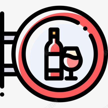 酒吧葡萄酒7颜色省略图标图标