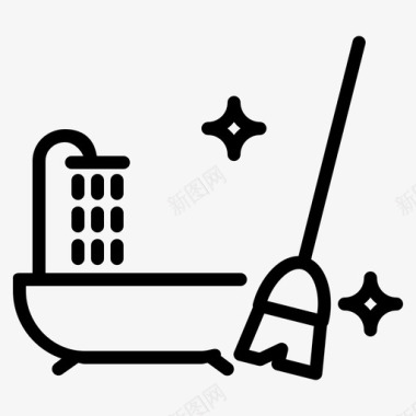 浴室清洁浴缸清洁服务图标图标