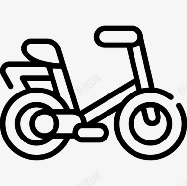 自行车车辆和运输2直线图标图标
