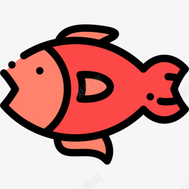 鱼自然69线形颜色图标图标
