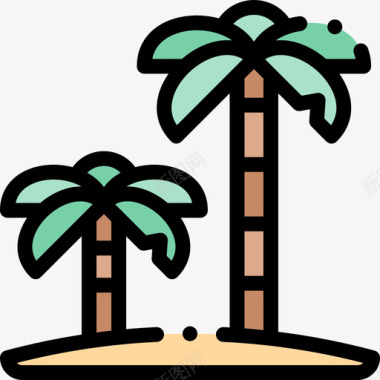 棕榈树摩洛哥9线形颜色图标图标