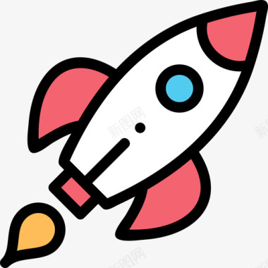 火箭成功56线性颜色图标图标