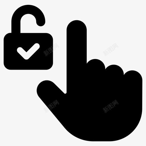 解锁手指打开锁图标svg_新图网 https://ixintu.com 安全 开锁 手指 打开 挂锁 解锁