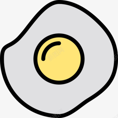 煎蛋食物116线颜色图标图标