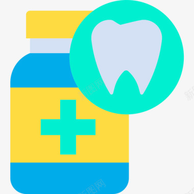 药丸瓶牙科14扁平图标图标