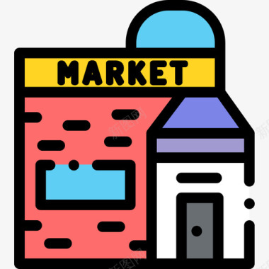 市场零售15线性颜色图标图标