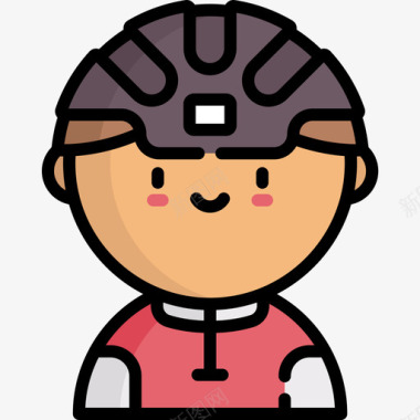 自行车手运动头像5线性颜色图标图标