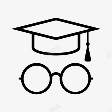 毕业帽眼镜学校图标图标