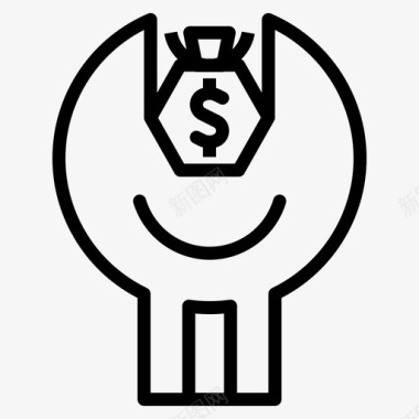 修理费硬币扳手图标图标