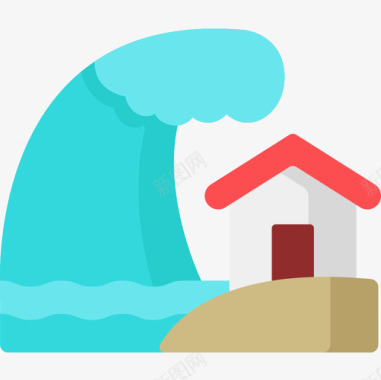 海啸自然灾害23平坦图标图标