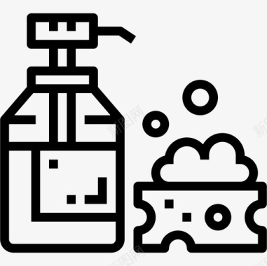 液体肥皂洗衣房21线性图标图标