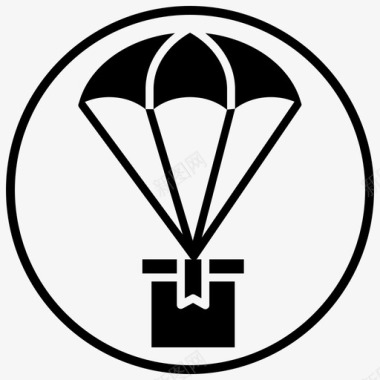 降落伞空运投递箱图标图标