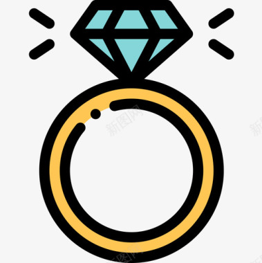 订婚戒指情人节55线性颜色图标图标