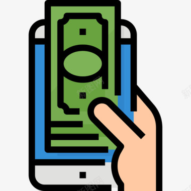 智能手机会计和金融3线性颜色图标图标