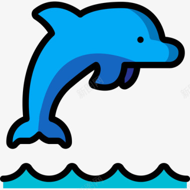 海豚热带28线形颜色图标图标