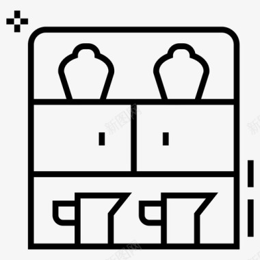 厨柜厨具架整套室内线图标图标