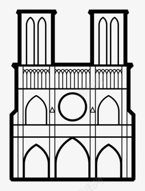 圣母院大教堂教堂图标图标