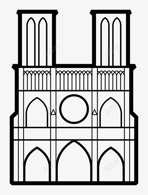圣母院大教堂教堂图标svg_新图网 https://ixintu.com 哥特式 圣母 大教堂 巴黎 教堂 法国 纪念碑